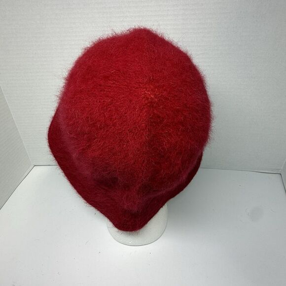 Vintage Angora Rabbit Hair Blend Cherry Red Fuzzy Bucket Hat One Size - Picture 4 of 8